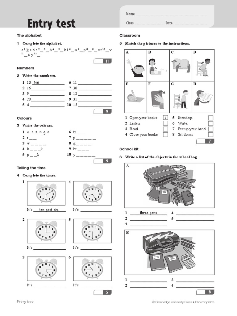 Your Space 1 Entry Test | PDF | Writing
