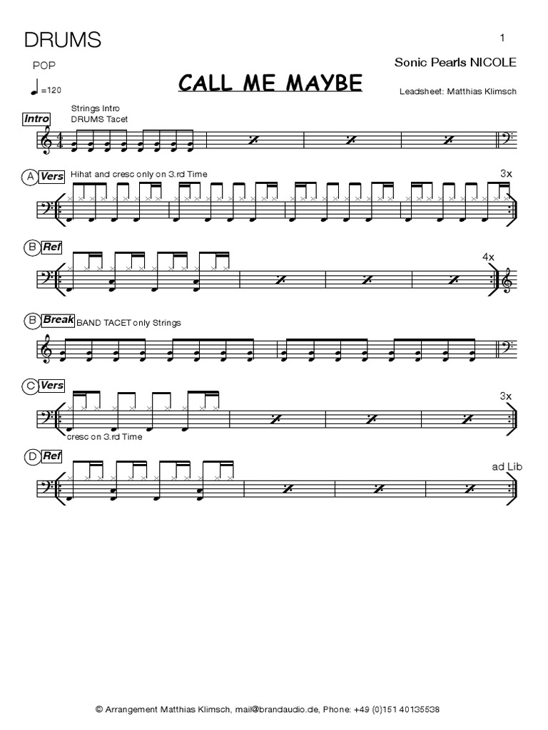 Call Me MaybeDrums PDF
