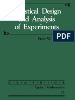 Statistical Design and Analysis of Experiments (Classics in Applied Mathematics No 22.)