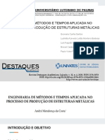 Resumo Artigo ENGENHARIA DE MÉTODOS E TEMPOS APLICADA NO PROCESSO DE PRODUÇÃO DE ESTRUTURAS METÁLICAS