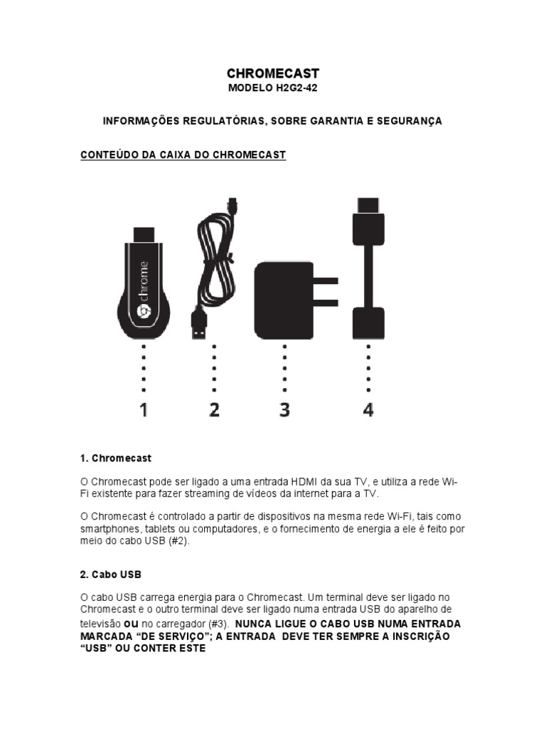 Manual do Chromecast H2G2-42 | PDF | HDMI | USB