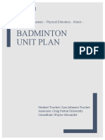 Badminton Unit Plan: W.A Day Elementary - Physical Education - March - April 2021
