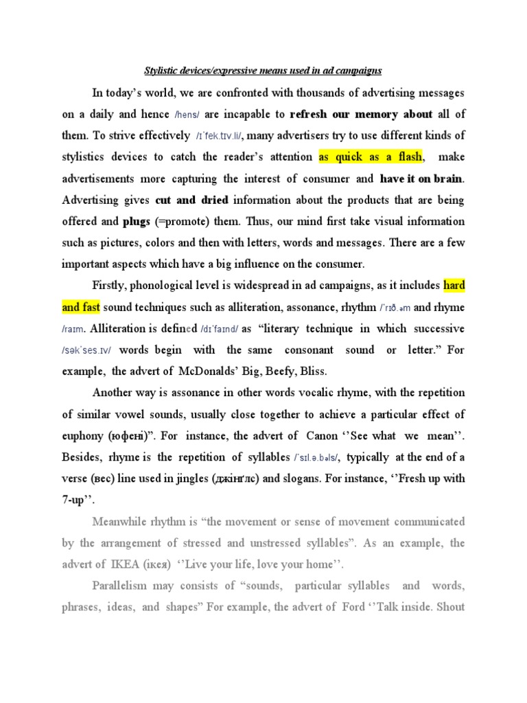 Alliteration in Advertising Techniques | PDF | Syllable | Metaphor