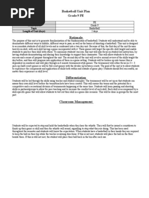 basketball unit plan