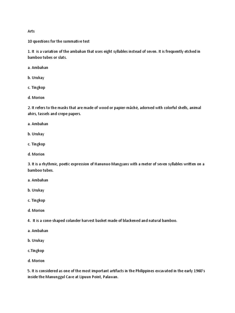 Arts Summative 2ndqtr Pdf Art