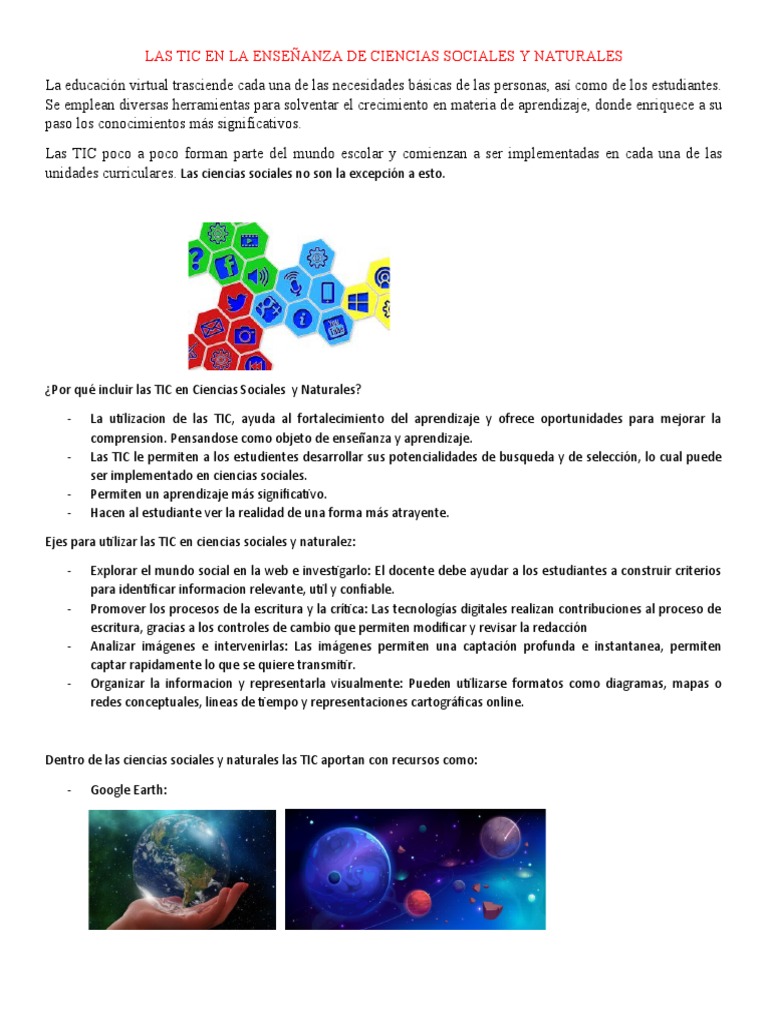 Las Tic y La Enseñanza de Las Ciencias Sociales y Naturales | PDF ...