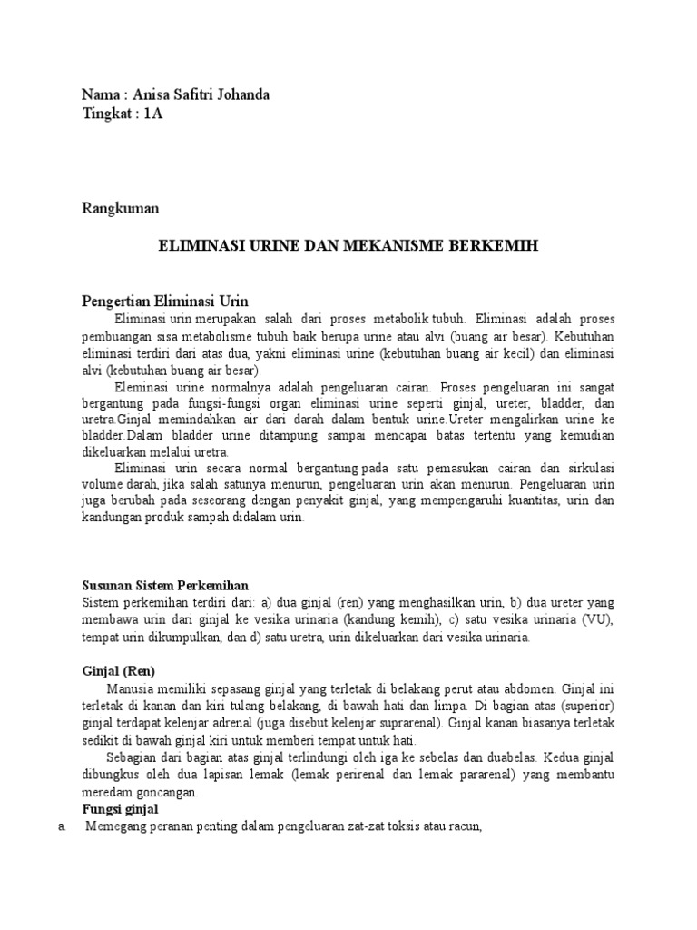Eliminasi Urine Dan Alvi Pdf