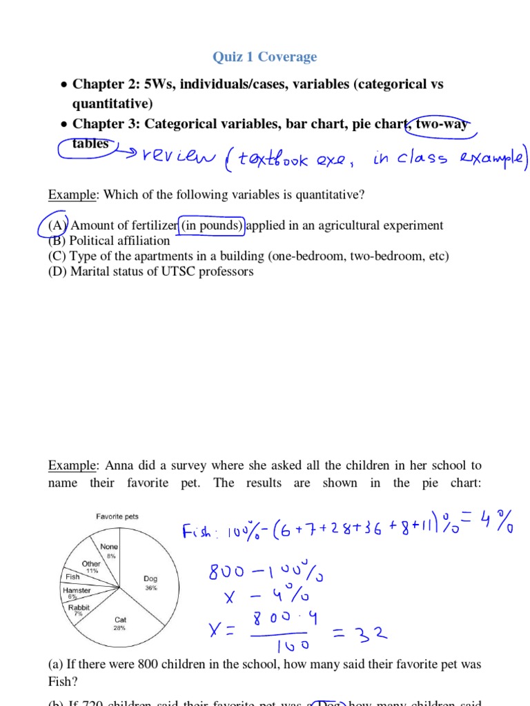 Chapter 2: 5Ws, Individuals/cases, Variables (Categorical Vs Chapter 3 ...
