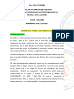 TEMA 9 LA .FAMILIA LA PRIMERA ESCUELA VALORES 1er AÑO III MOMENTO ABRIL - JUNIO 2021