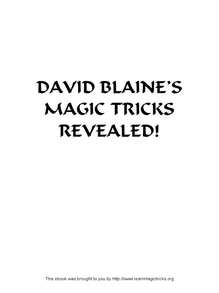 The Balducci Levitation Deconstructing David Blaine's Famous Illusion