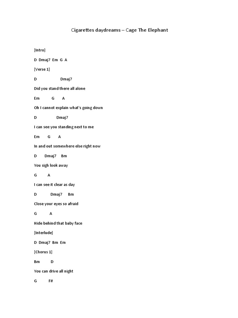 cigarette daydreams uke chords - Cage The Elephant (Ukulele Tutorial) cigarette daydreams poster with chords
