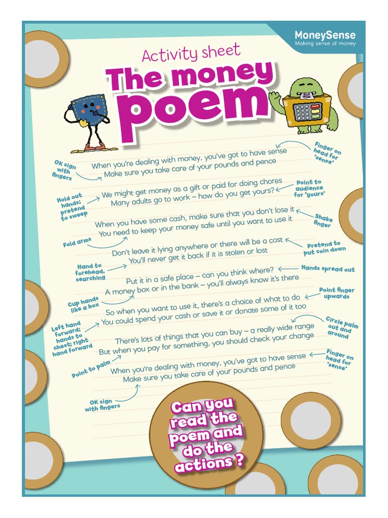 Money Poem Activity Sheet | PDF | Business