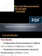 Instrumentation and Measurements EE-56 A&B Fall 2020: Instructor: LT Col DR Humayun Zubair Khan