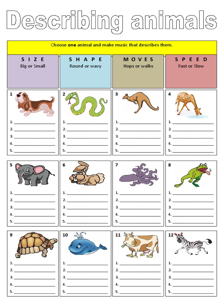 Describing Animals Adjectives Conversation | PDF