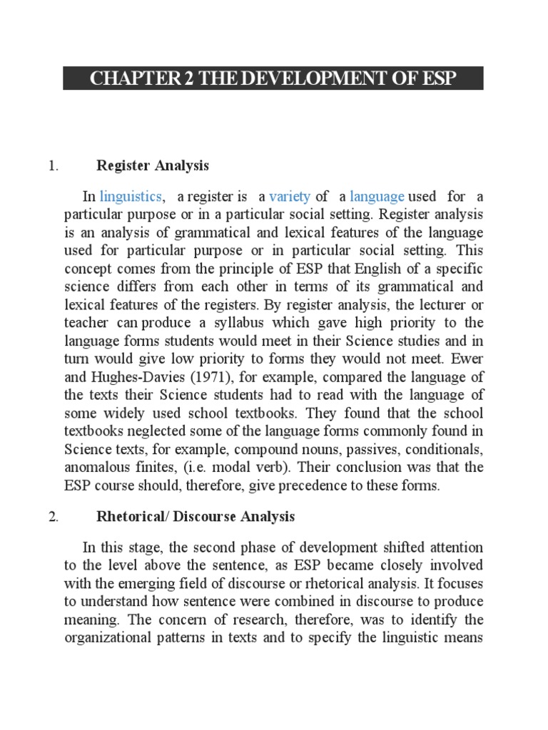 Rhetorical and Register Analysis in ESP | PDF | Rhetoric | Linguistics