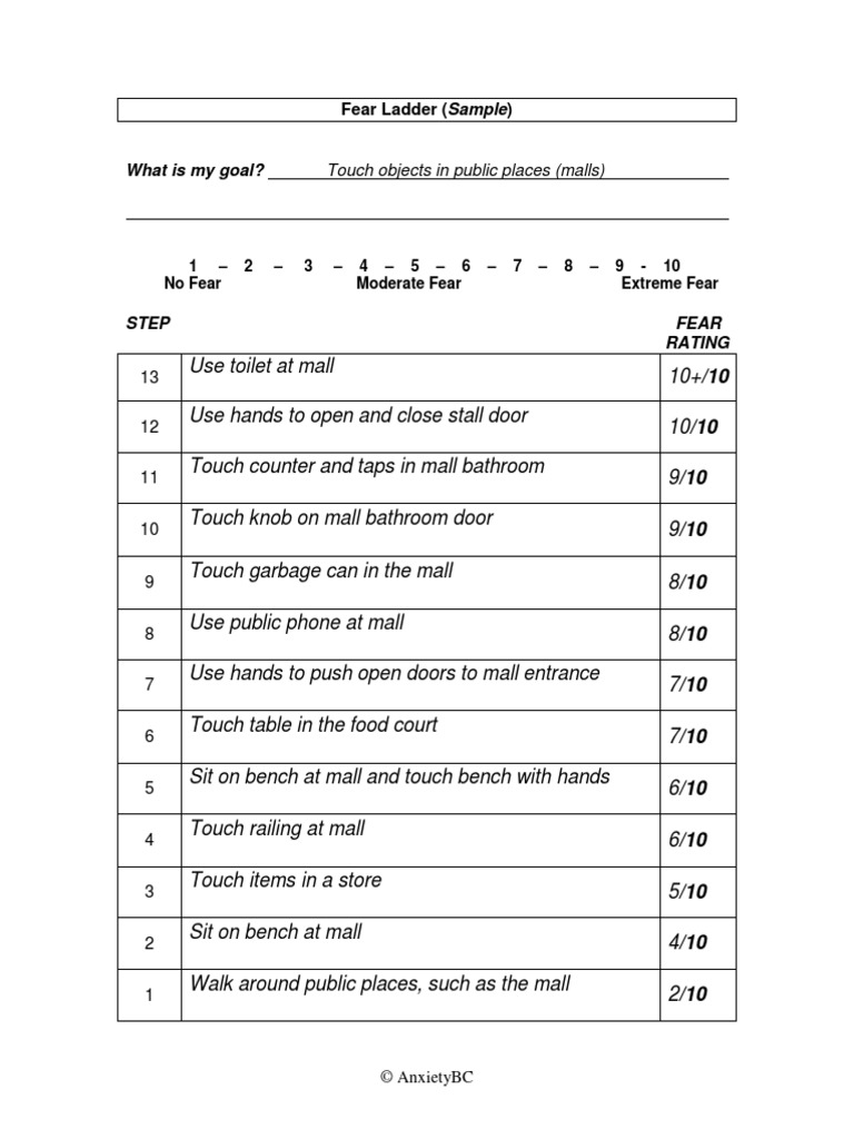 Fear Ladder Form PDF Business
