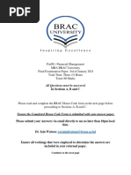 Fin501: Financial Management MBA BRAC University Final Examination Paper: 3rd of January 2021 Total Time: Three (3) Hours Total: 60 Marks