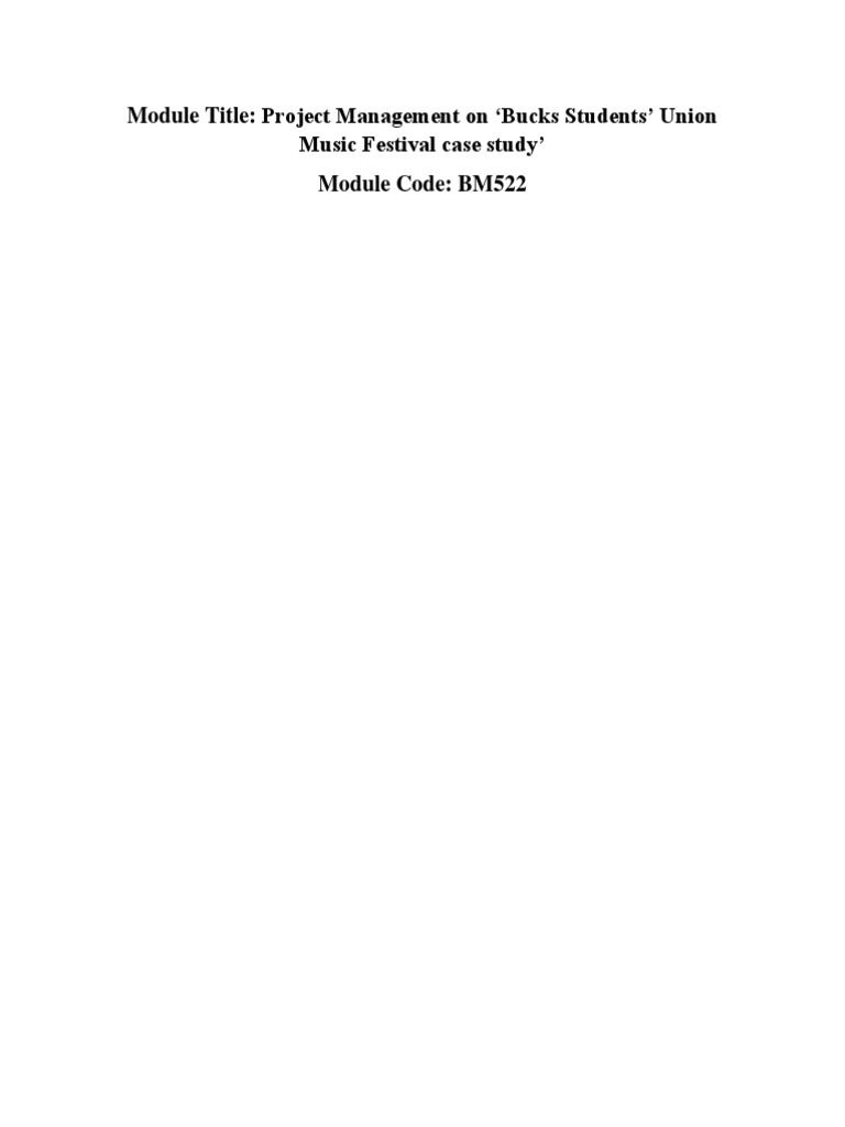 Bucks Students' Union Music Festival Management | PDF | Project ...