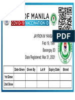 Jayron M Yangco Feb 19, 1991 Barangay 20 Date Registered: Mar 31, 2021