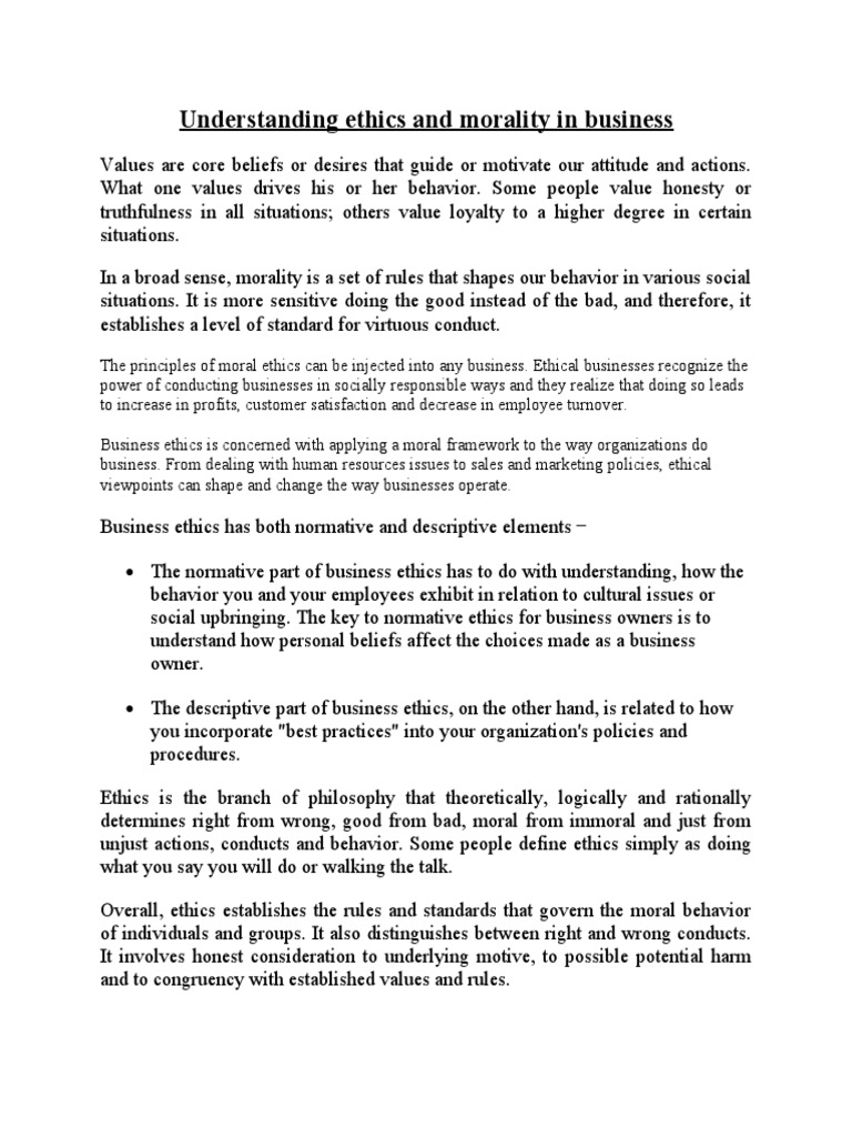 Ethics and Morality in Business | PDF | Value (Ethics) | Morality