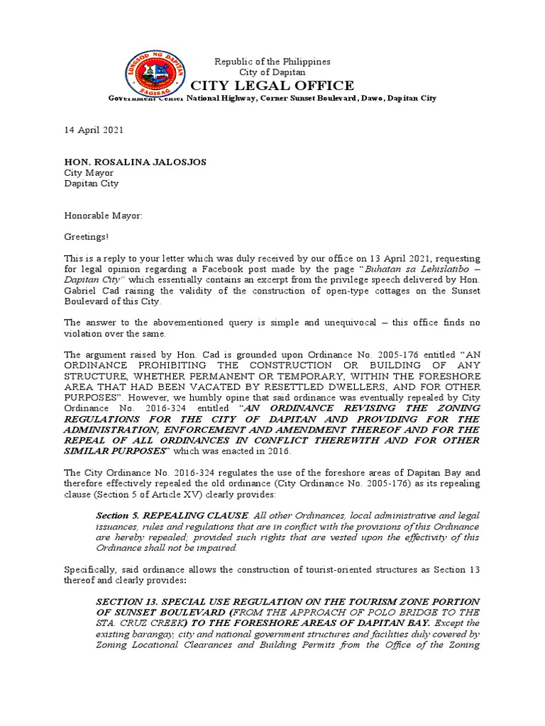 Legal Opinion Sample PDF Government Justice