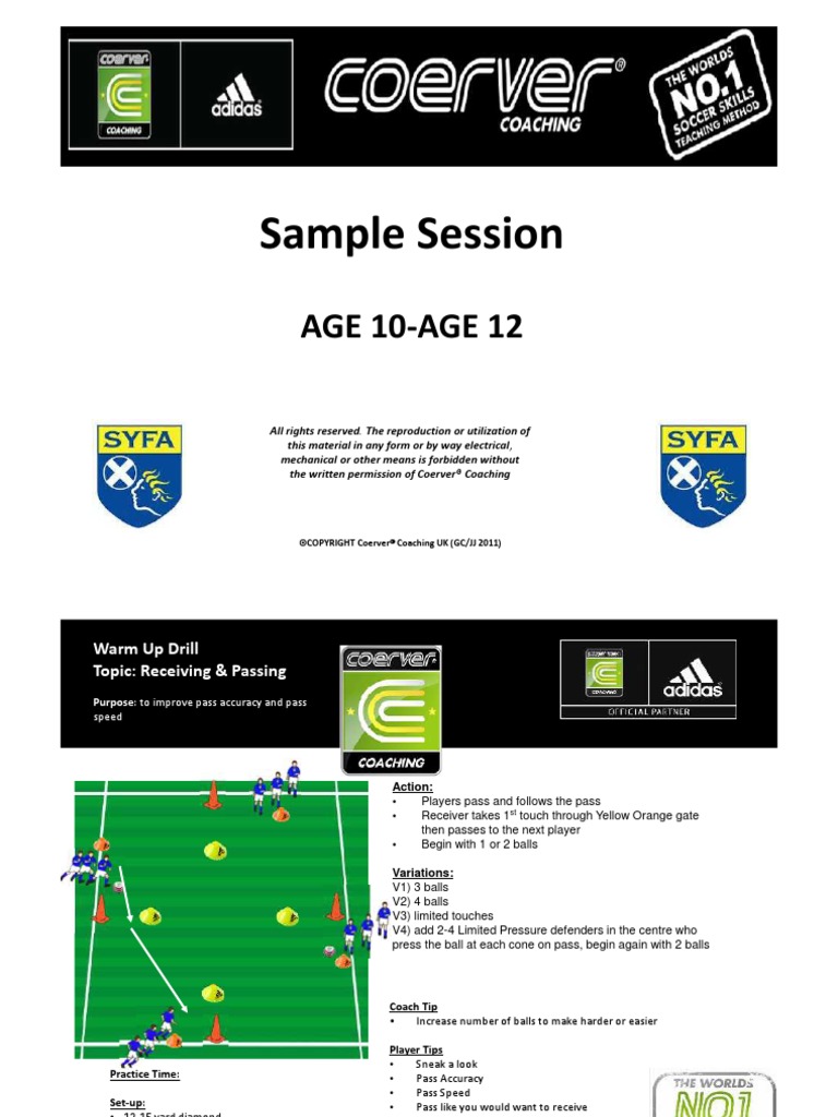 Coerver Sample Session Age 10 Age 12 | PDF | Sports Rules And ...