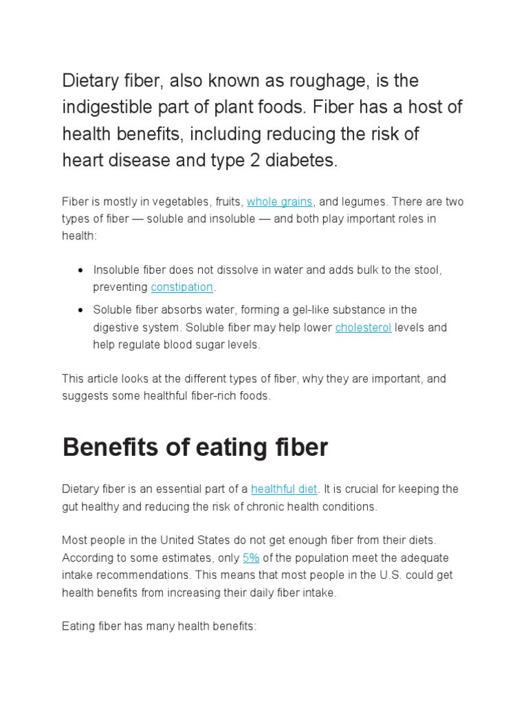 Dietary Fiber PDF Dietary Fiber Diet & Nutrition