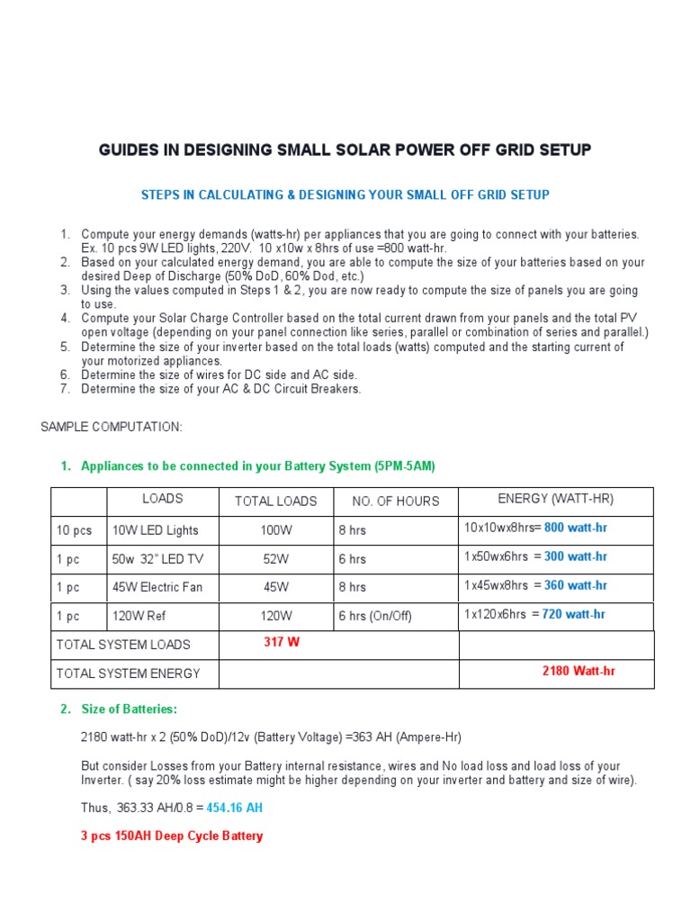 Guide in Designing Solar Off Grid Set Up | PDF | Power Inverter | Solar