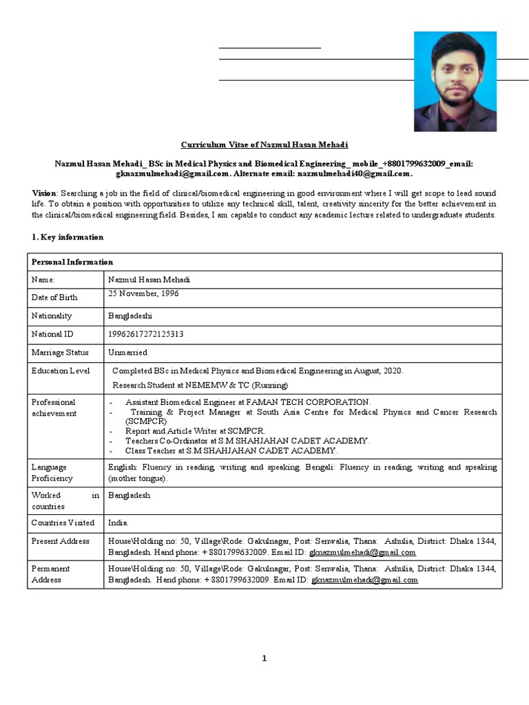 CV of Nazmul Hasan Mehadi | PDF | Dhaka | World Politics