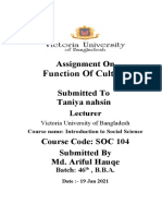 Function of Culture: Assignment On