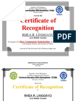 Certificate of Recognition: Rhea R. Linggayo