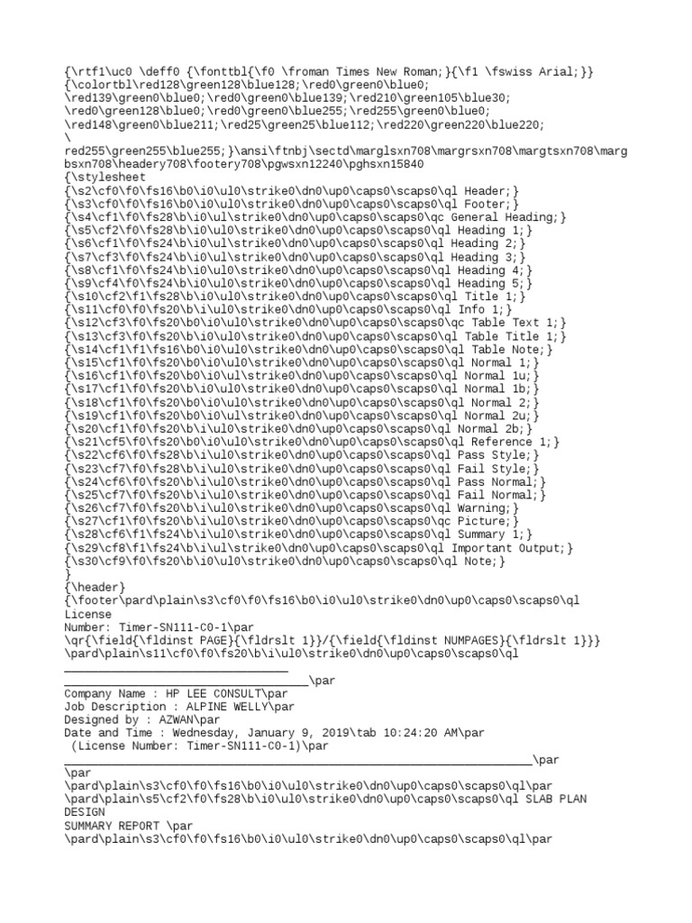 Slab Summary Report - RF | PDF
