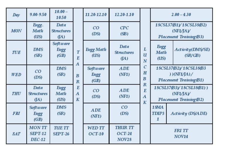 Final Time Table | PDF