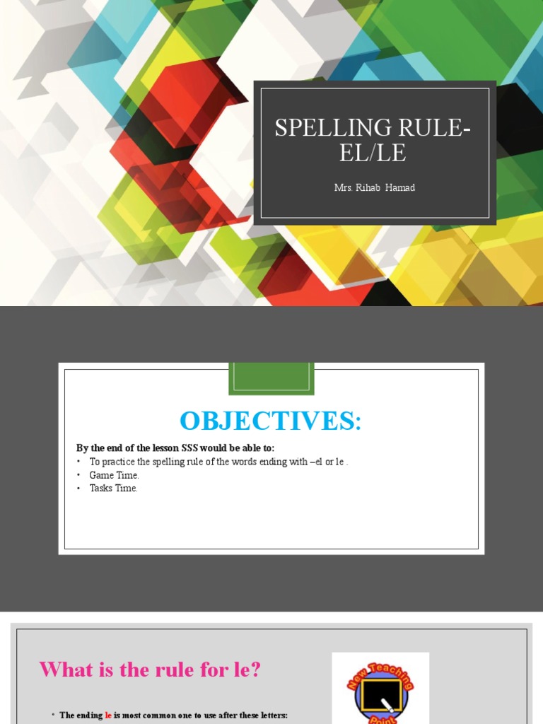 EL vs LE Spelling Rules Explained | PDF | Language Arts & Discipline