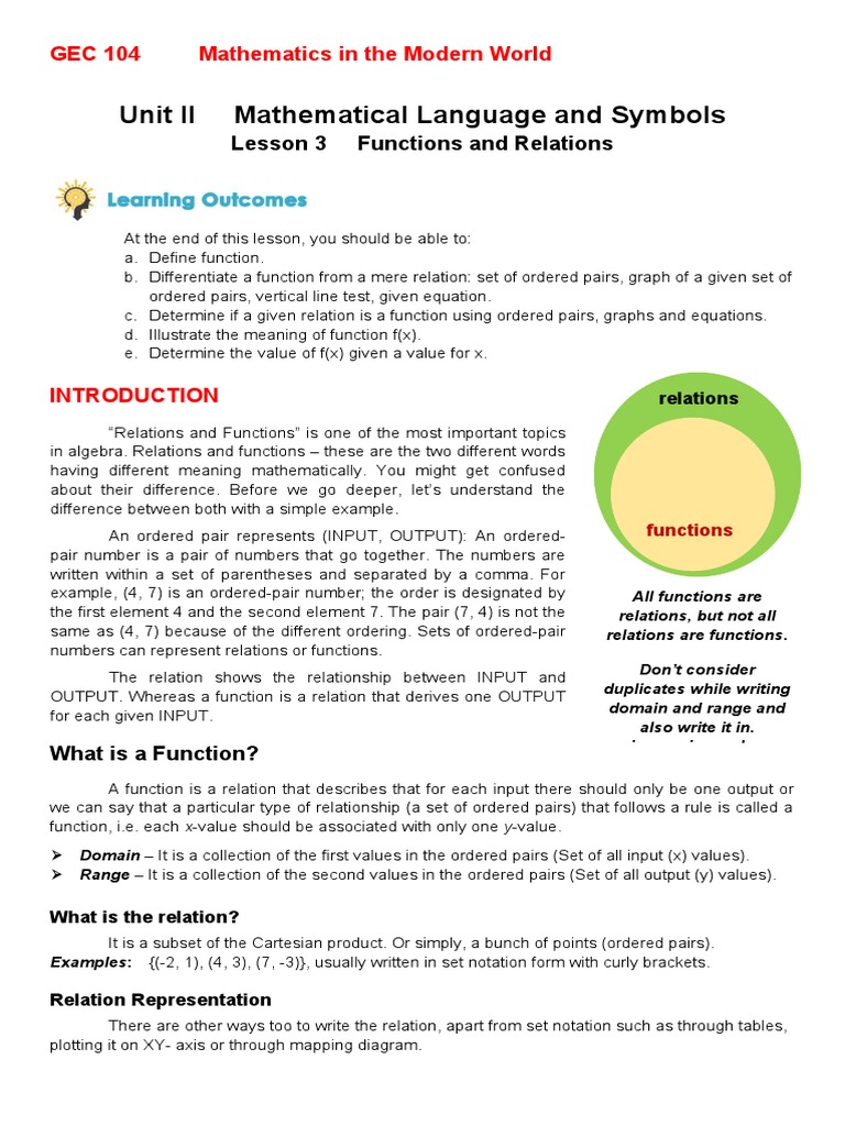 Functions vs. Relations Explained | PDF | Function (Mathematics) | Set ...