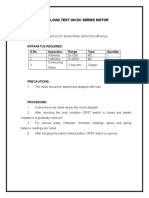 Load Test on Dc Series Motor