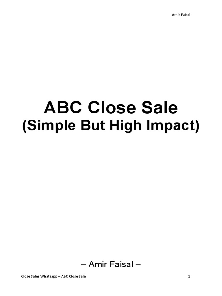 ABC Close Sale - Simple But High Impact | PDF