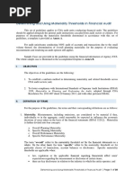 Guidelines: Determining and Using Materiality Thresholds in Financial Audit