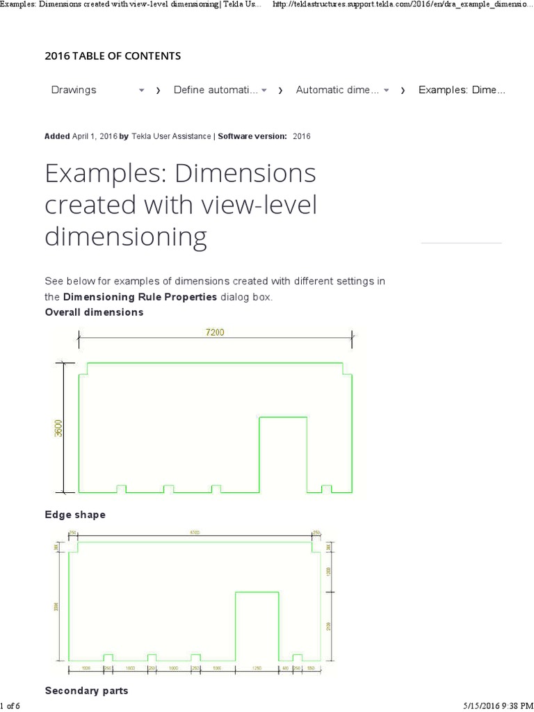 Examples Dimensions Created With ViewLevel Dimensioning Drawings