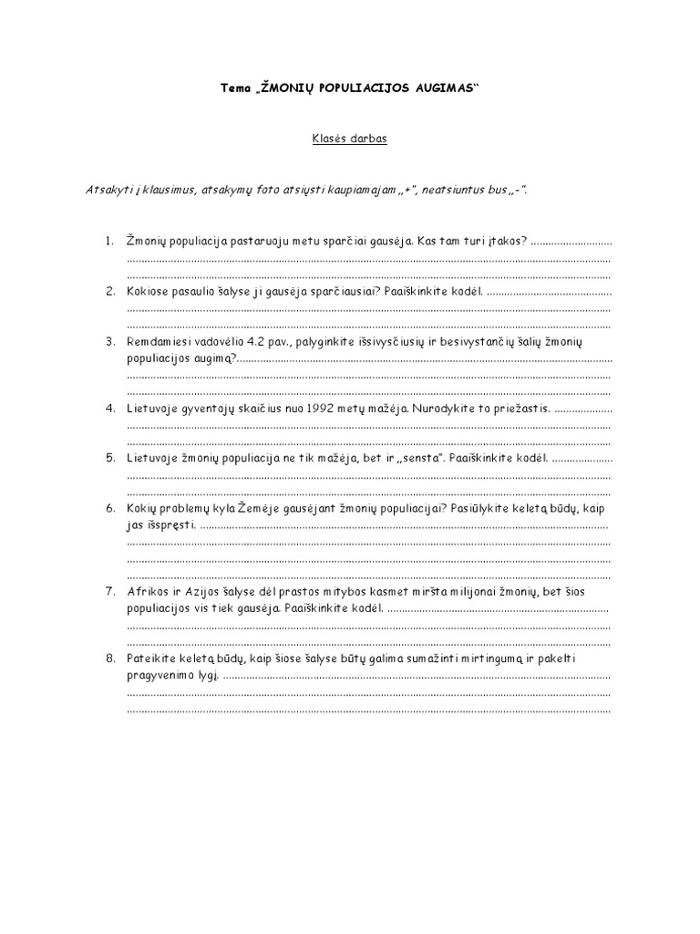 1 Tema. Zmoniu Populiacijos Augimas | PDF