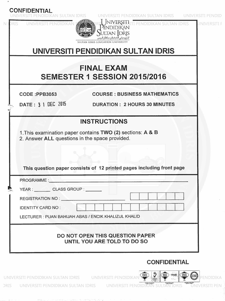 Biz Math Paper Final Exam I | PDF | Profit (Economics) | Petroleum