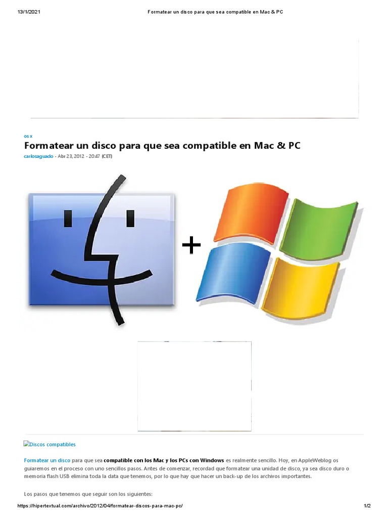 Formatear Disco para Que Sea Compatible en Mac & PC | PDF | Mac OS | Compatibles con PC Ibm
