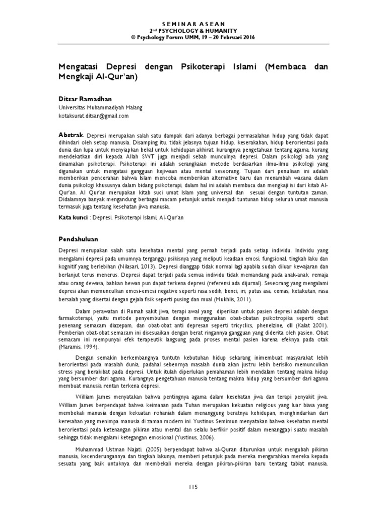 Mengatasi Depresi Dengan Psikoterapi Islami Pdf