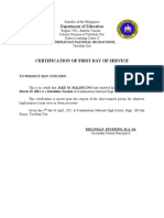 Certification of First Day of Service