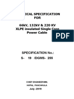Technical Specification FOR 66kV, 132kV & 220 KV XLPE Insulated Single Core Power Cable