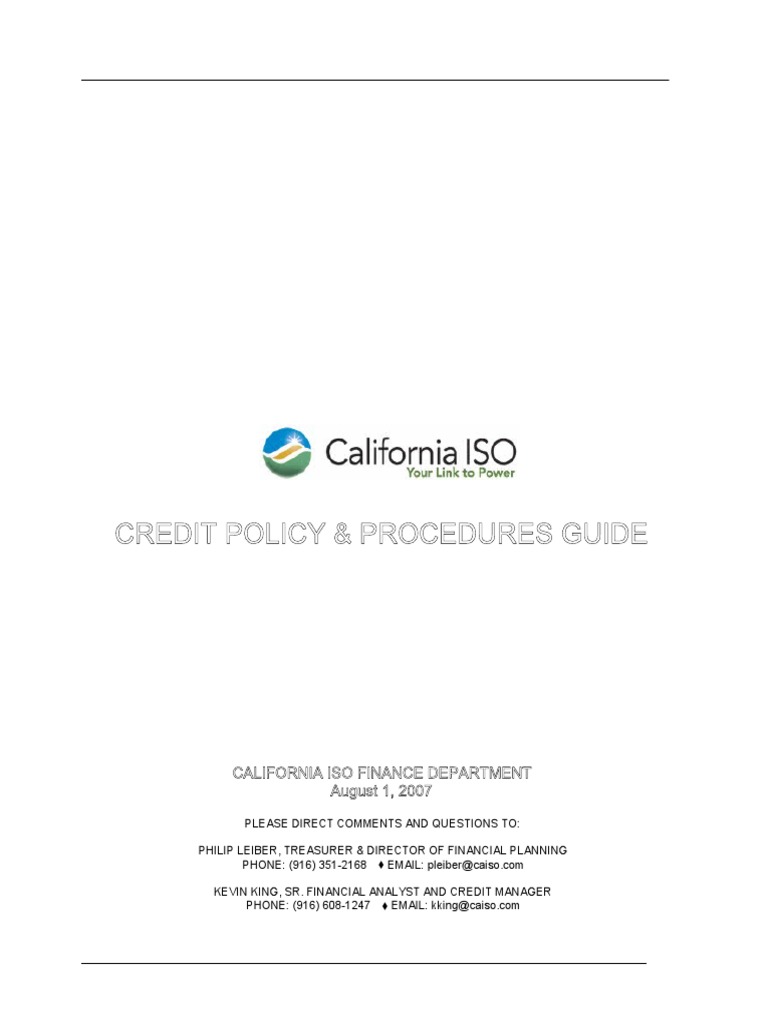 Credit Policy & Procedures Guide287218220210415 PDF Credit Rating