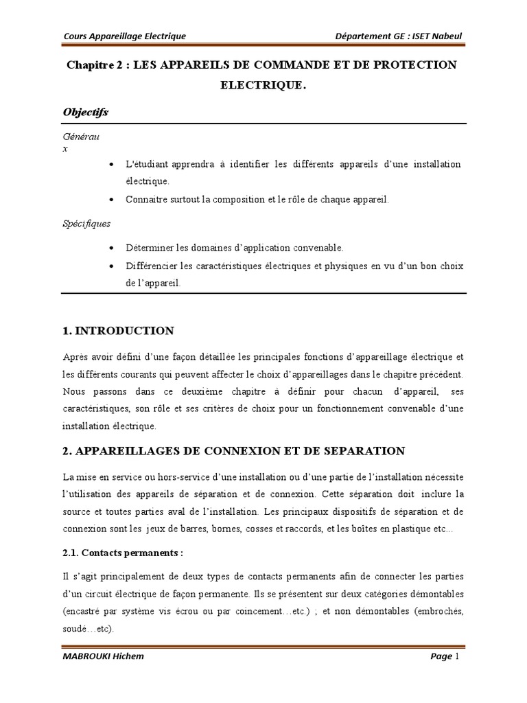 Appareils de Commande et Protection Électrique | PDF | Fusible ...
