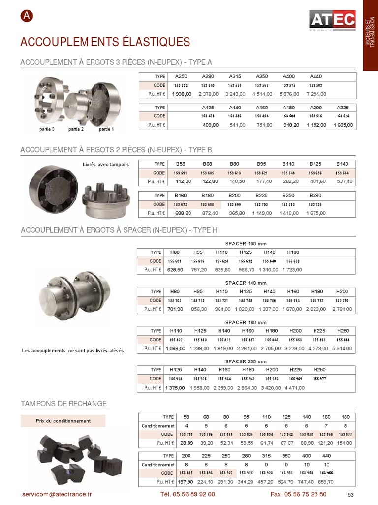 Types d'accouplements N-EUPEX | PDF | Mécanique | Cinématique