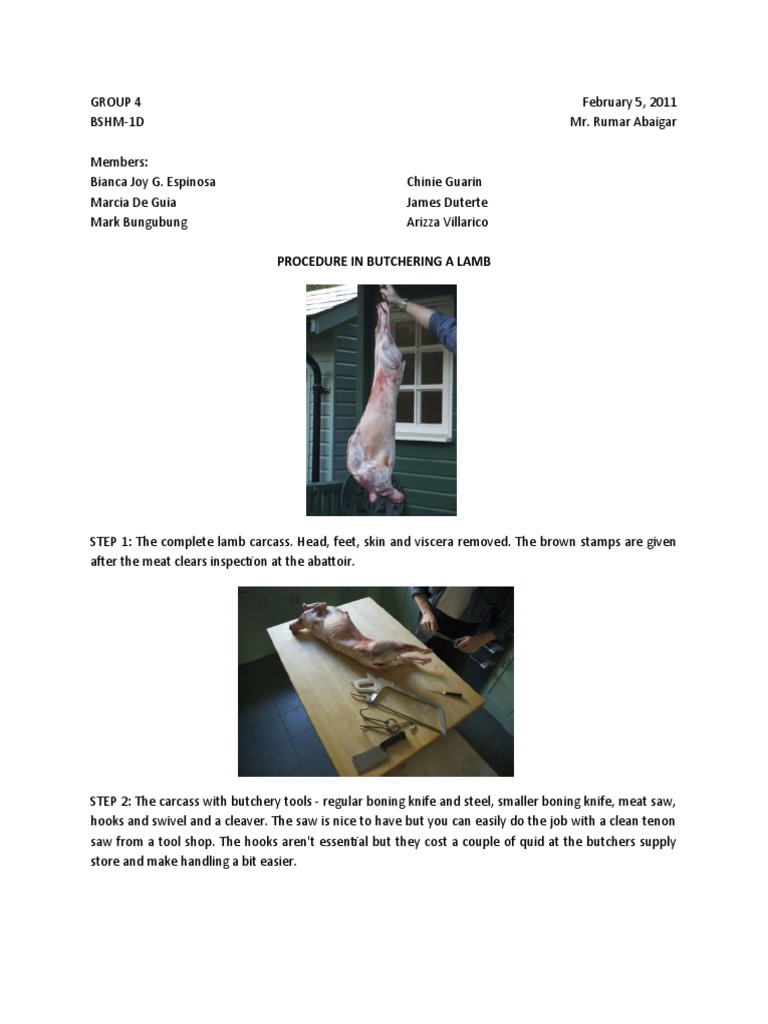 Lamb Butchering Procedure Guide | PDF | Lamb And Mutton | Roasting