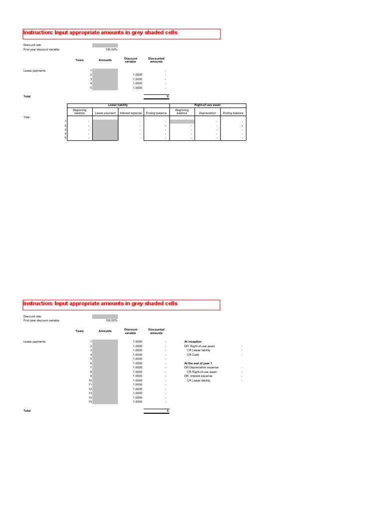 Leases Basic E-Learning FA Template | PDF | Discounting | Depreciation